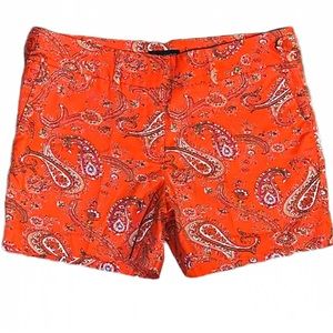 Willi Smith Women's 6 Orange Paisley Chino Shorts